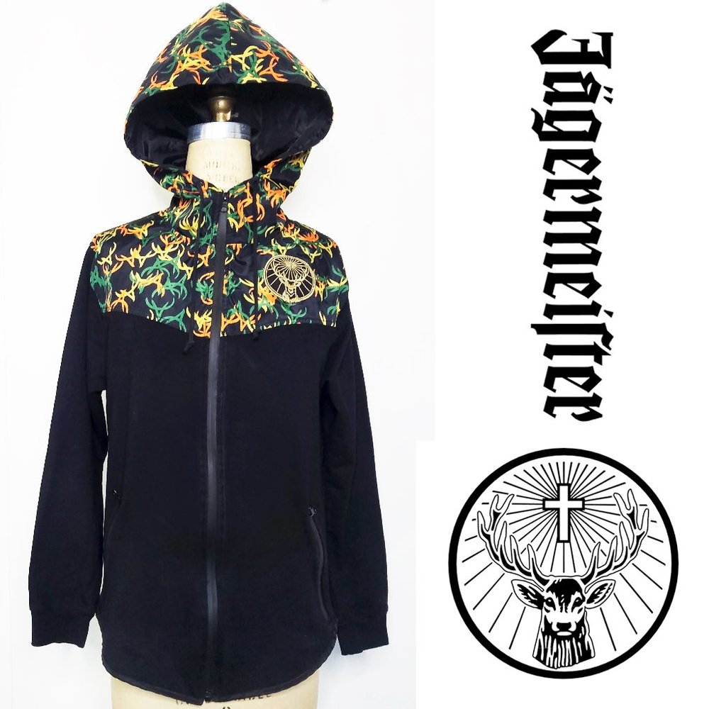 Jagermeister Logo Full Zip Hoodie Jacket with Patch